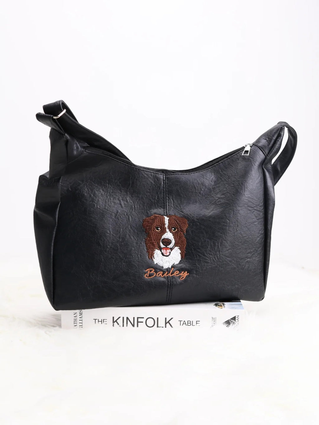 Custom Pet Embroidery PU Leather Bag