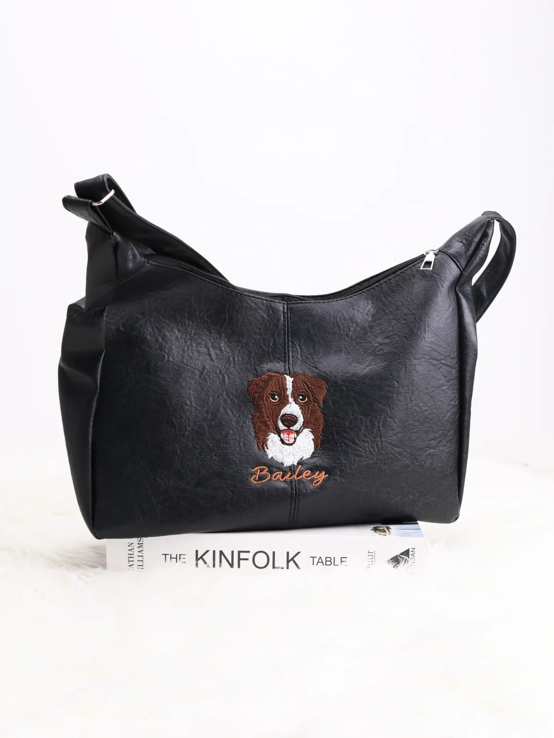 Custom Pet Embroidery PU Leather Bag