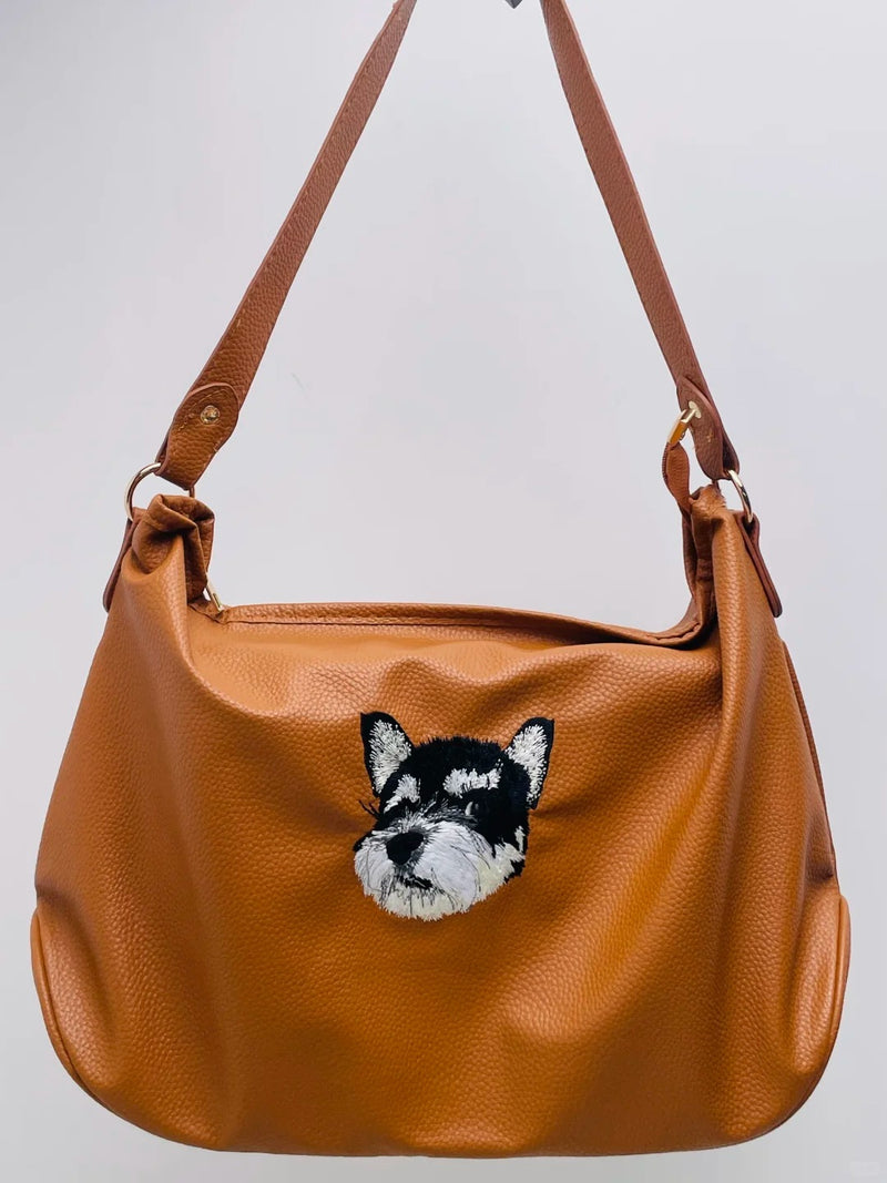 Custom Pet Embroidery PU Leather Bag