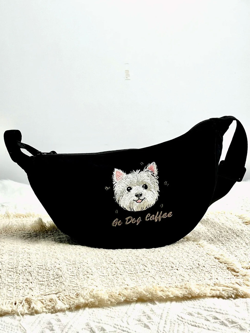 Custom Pet Embroidery Crescent Shoulder Bag