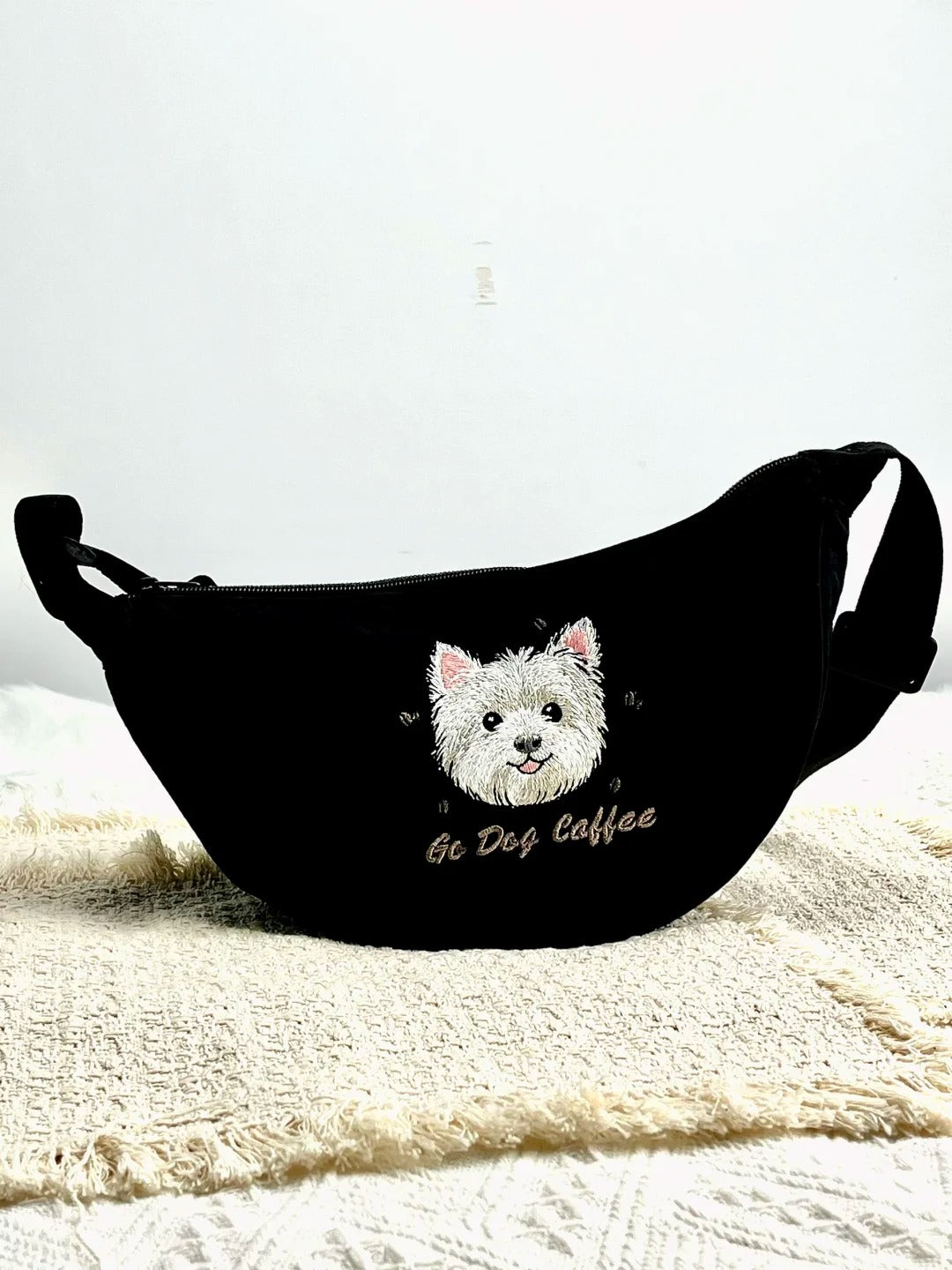 Custom Pet Embroidery Crescent Shoulder Bag