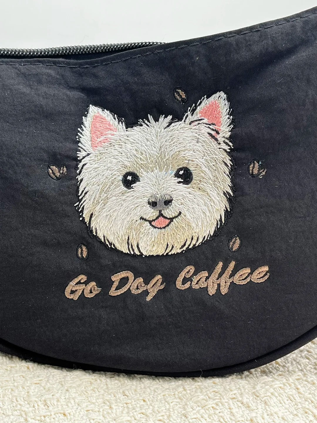 Custom Pet Embroidery Crescent Shoulder Bag